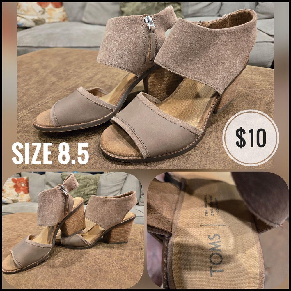 TOMS Women's Brown Open-Toe Heels